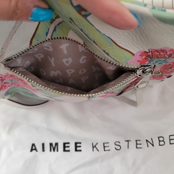 Aimee Kestenberg Eucalyptus Print Leather Convertible Hobo Crossbody Bag Purse - Picture 5 of 14